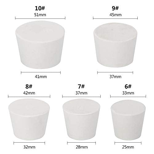 5 Pieces (5 Assorted Sizes) #6 - #10 Solid Rubber Stoppers,Each Size One Assortment