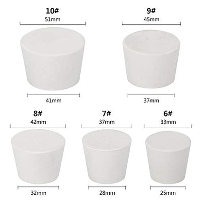 5 Pieces (5 Assorted Sizes) #6 - #10 Solid Rubber Stoppers,Each Size One Assortment