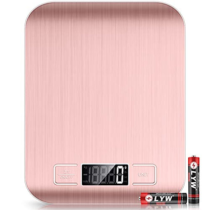 Mik-Nana Food Scale Pink, 10kg/22lb Digital Kitchen Scale Weight Grams and Oz for Baking and Cooking, 1g/0.1oz Precise Graduation, Easy Clean Stainless Steel - color: Pink