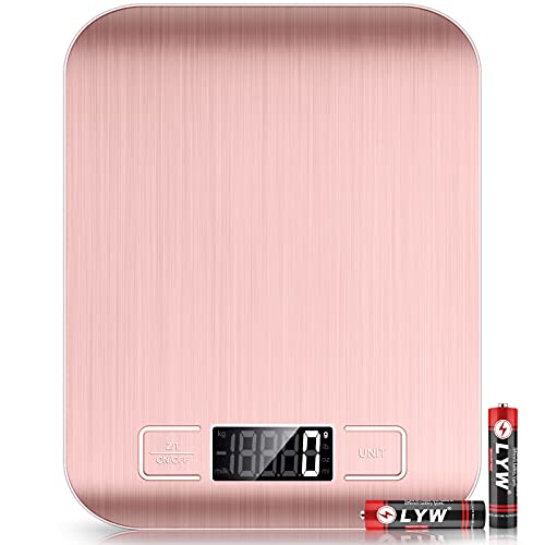 Mik-Nana Food Scale Pink, 10kg/22lb Digital Kitchen Scale Weight Grams and Oz for Baking and Cooking, 1g/0.1oz Precise Graduation, Easy Clean Stainless Steel - color: Pink