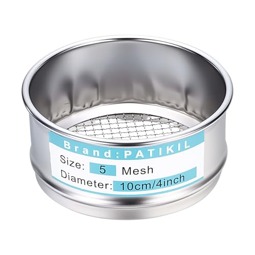 PATIKIL 5 Mesh(4mm) Lab Sieve, 3.9"(10cm) Diameter Sifting Screen 304 Stainless Steel Wire Cloth Fine Mesh Sieve for Industrial Laboratory Home Soil Sifter Dry Sift Screens Hash - size: 5 Mesh(4mm)/3.9"