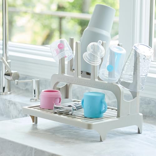 PopYum Gray Space Saving Drying Rack from 100% Recycled Bottles | Space Saving, Made from 100% Recycled Bottles, Countertop, For Baby Bottle, Plastic Bags, Cups, Glass, Tumblers, Compact - color: Gray