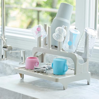 PopYum Gray Space Saving Drying Rack from 100% Recycled Bottles | Space Saving, Made from 100% Recycled Bottles, Countertop, For Baby Bottle, Plastic Bags, Cups, Glass, Tumblers, Compact - color: Gray