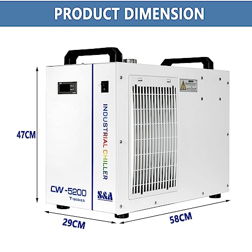 S&A Genuine CW-5200DH（Upgraded 5200DG） Water Chiller Duty Free for CO2 Laser Engraving Cutting Water Cooling Shipping from US - size: CW-5200DH (US Stock)