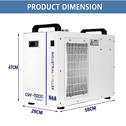 S&A Genuine CW-5200DH（Upgraded 5200DG） Water Chiller Duty Free for CO2 Laser Engraving Cutting Water Cooling Shipping from US - size: CW-5200DH (US Stock)