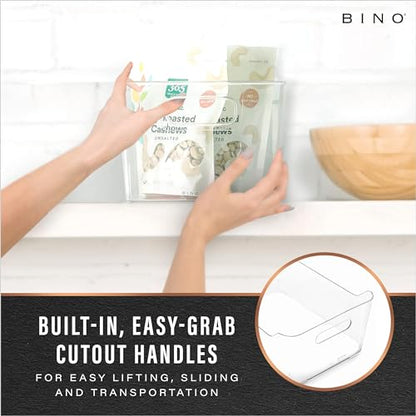 BINO | Plastic Organizer Bins, Large - 4 Pack | The SOHO Collection | Multi-Use | Pantry & Freezer Organizer Bins | Plastic Storage Containers for Home & Kitchen Org - size: Large