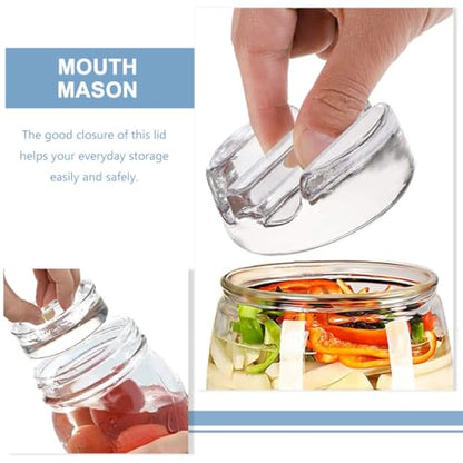 INOOMP Glass Fermentation Weights for Mason Jars, Wide Mouth Flat-bottomed Glass Lids for Fermenting and Canning, Kitchen Jar Accessories Set of 4