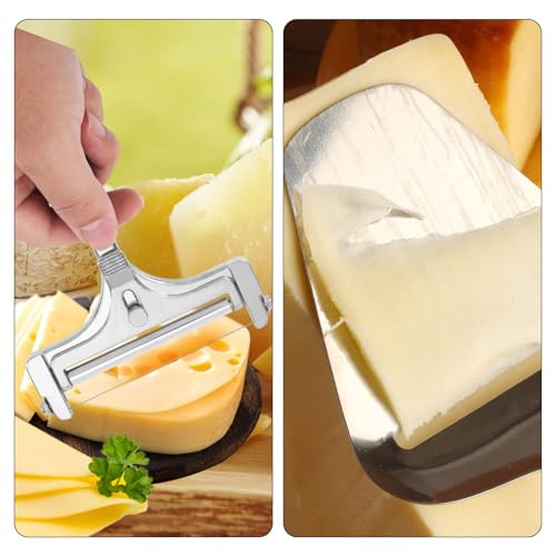 Cheese Slicer & Cheese Plane Set, Adjustable Handheld Cutter with 4 Extra Wires for Cheddar Gruyere & Mozzarella Kitchen Dairy Cutting Tool - style: Cheese Slicer+Cheese Plane+4 Extra Wires