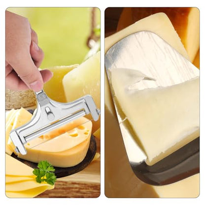 Cheese Slicer & Cheese Plane Set, Adjustable Handheld Cutter with 4 Extra Wires for Cheddar Gruyere & Mozzarella Kitchen Dairy Cutting Tool - style: Cheese Slicer+Cheese Plane+4 Extra Wires
