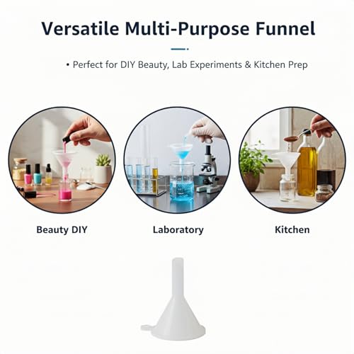 200PCS Mini Clear Plastic Funnel Little Small Funnel, Sand Art, Perfume, Spice, Powder, Essential Oil, Recreational, Kitchen Food Grade Small