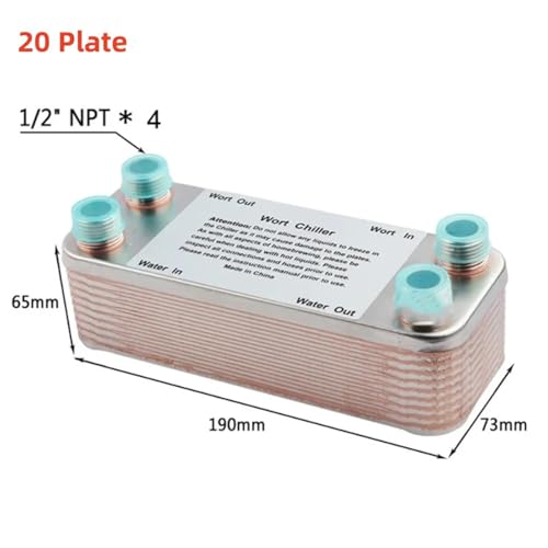 20/30/40 Plates Heat Exchanger Wort Chiller, Stainless Steel Counterflow Chiller Beer Cooler Garden Hose Rapid Cooling(20 plate) - color: 20 plate