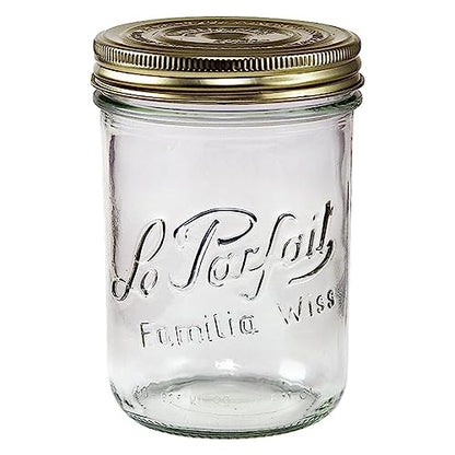 Le Parfait Familia Wiss 24oz (750ml) Wide Mouth Glass Canning Jar – 1PK Made in France, Airtight 2-Piece Lid, Reusable Zero Waste & Eco-Friendly for Kitchen Storage & Meal Prep - color: 24oz (Single)