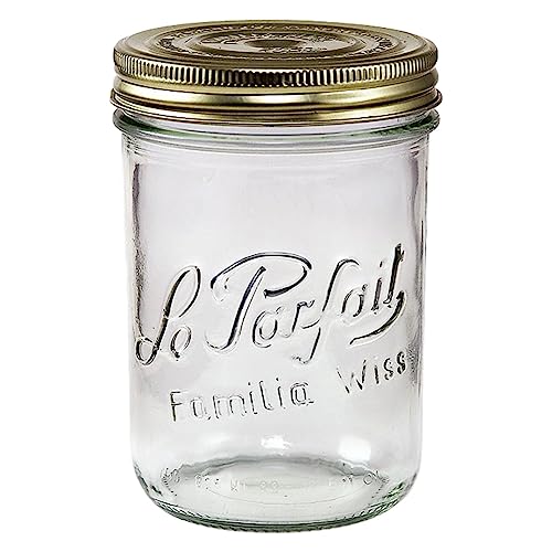 Le Parfait Familia Wiss 24oz (750ml) Wide Mouth Glass Canning Jar – 1PK Made in France, Airtight 2-Piece Lid, Reusable Zero Waste & Eco-Friendly for Kitchen Storage & Meal Prep - color: 24oz (Single)