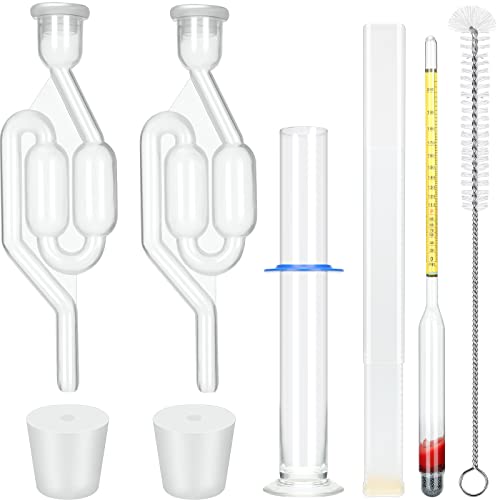 Hydrometer Alcohol Meter Test Kit 0-200 Proof Digital Hydrometer Alcohol with 1 Glass Cylinder, 1 Brush and 2 Airlock for Proofing Distilled Content Tester