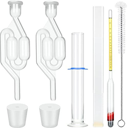 Hydrometer Alcohol Meter Test Kit 0-200 Proof Digital Hydrometer Alcohol with 1 Glass Cylinder, 1 Brush and 2 Airlock for Proofing Distilled Content Tester