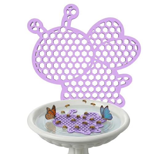 Bee Watering Station for Garden Floating with Safe Landing Pads | Butterfly & Pollinator Watering Station| Beekeeping Supplies & Outdoor Garden Décor. Honeybee (1, Purple) - color: Purple