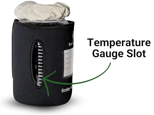 Kombucha starter kit 1 gallon glass jar sleeve - fermentation, 1 gallon mason jar, regulates brewing temperature - insulating neoprene - with thermometer slot