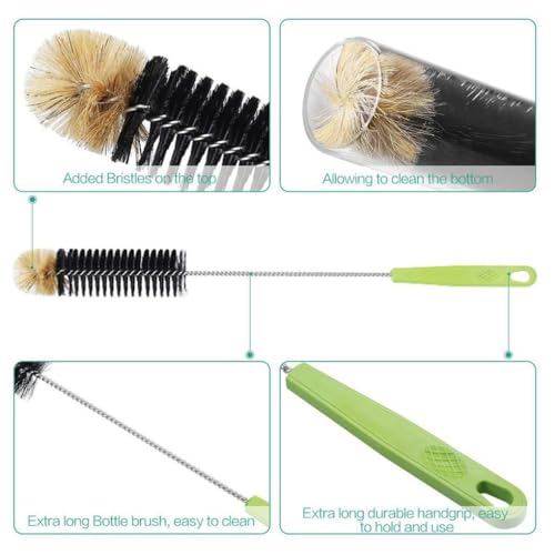 16 Inches Bottle Brush with Long Handle, Stainless Steel Wire Compact Multi-Use Bendable & Flexible Cleaning Narrow Neck Beer Bottles Brush,Durable Household Washing Tools for Vase Pipes Sink