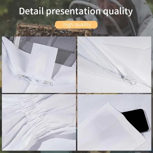 Beekeeping Suit Full Body Beekeeping Clothes Anti-bee Professional Beekeepers Clothes Protection Beekeeping Suit Veil Unisex Protective (White Gloves)