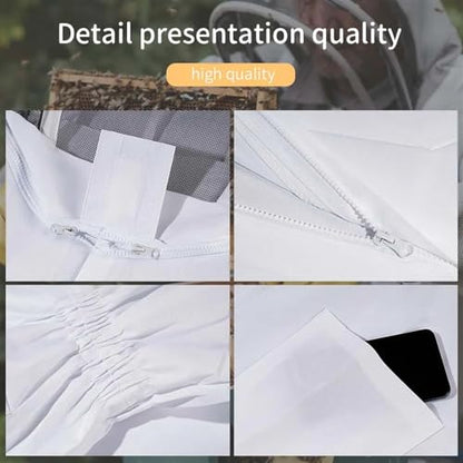 Beekeeping Suit Full Body Beekeeping Clothes Anti-bee Professional Beekeepers Clothes Protection Beekeeping Suit Veil Unisex Protective (White Gloves)