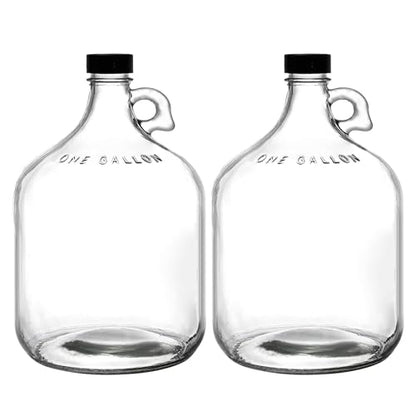 1 Gallon Transparent,Glass Water Bottle, Includes Cap, (Pack of 2)