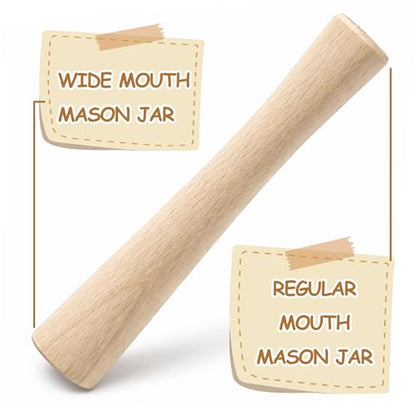 Jucoan 6 Pack Glass Fermentation Weights with Easy Grip Handle for Wide Mouth Mason Jars and 1 Pcs Beech Wood Vegetable Tamper Sauerkraut Pounder, Fermentation Pickle Kit, Sauerkraut Making Kit - size: 7 Pack