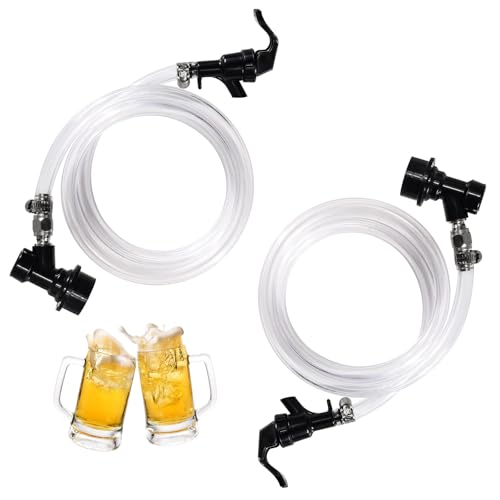 3FT Ball Lock Beer Line Assembly Kit, 2 Pack 5/16" Liquid Line with Picnic Tap & Quick Disconnect PVC Tubing Ball Lock Picnic Tap for Corny Keg Ball Lock Keg Beer Dispenser Soda Dispensing - size: 3FT- 2 Pack