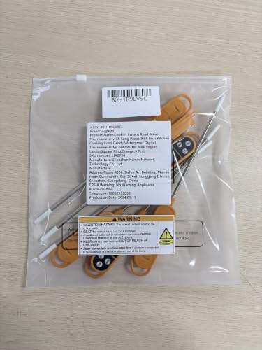 Copkim Instant Read Meat Thermometer with Long Probe 9.65 Inch Kitchen Cooking Food Candy Waterproof Digital Thermometer for BBQ Water Milk Yogurt Liquid(Orange,6 Pcs) - color: Orange