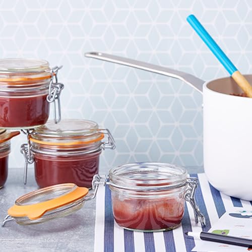 Le Parfait Super Terrine 125mL (4oz) Zero Waste Eco-Friendly Glass Canning Jars, Airtight Rubber Seal & Wire Bail Lid, BPA-Free, Water Bath Safe for Food Storage & Preserving, Made in France, 4PK - color: 125ml (Set/4)