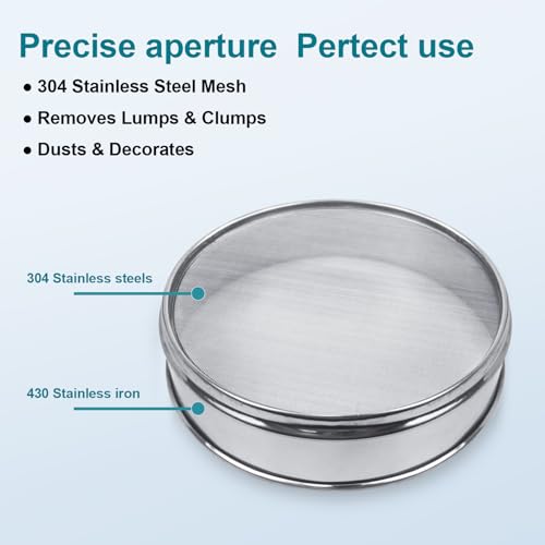 304 Stainless Steel Mesh Lab Sieve, 24 Mesh(0.8mm) Aperture Test Sieve, 7.9Inch(20cm) Diameter Economy Standard Analysis Sample Test Sieves for Industrial Laboratory Homes - size: 24Mesh(0.8mm)/Ф7.9in