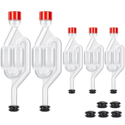 Airlocks for Fermenting, 5 Pack S Shape Fermentation Airlock High Transparency Air lock for Fermenting with 10pcs Airlock Grommets Drilled 3/8’’ Hole for Fermentation Bucket Fermenter Mason Jar