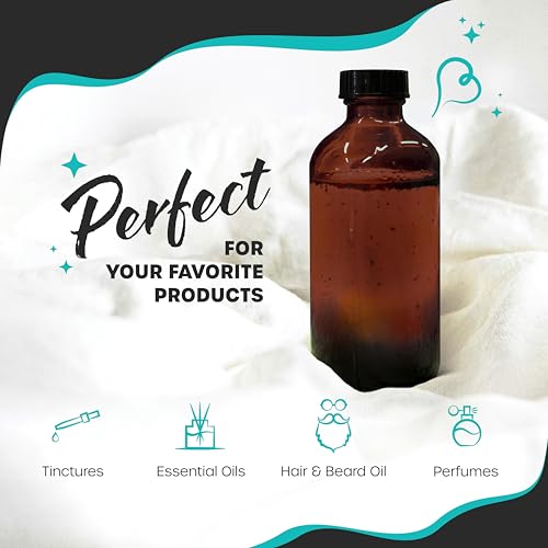 Nevlers Amber Glass Bottle 12 Pack | 8 Oz Vanilla Extract Bottles Bundle | 8oz Amber Glass Jars with Lids , Shrink Wrap, Labels, Funnel & More | Use for Ginger Shots & Vanilla Bottles for Gift Giving - color: Amber