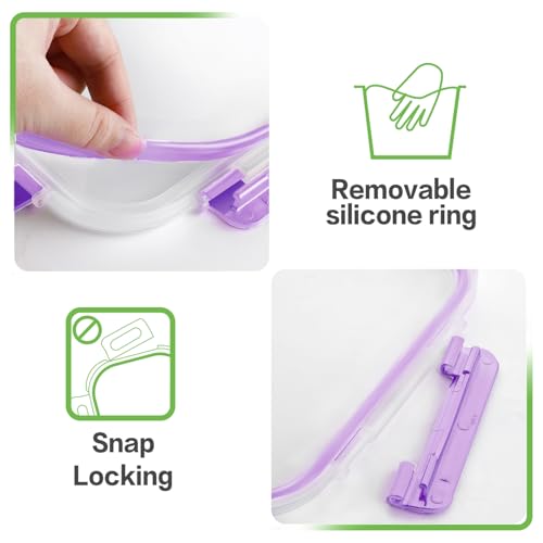 8 Pack 36oz Large Glass Meal Prep Containers with lids, Glass Food Storage Containers with Leak Proof Snap Lock Lids , Airtight Bento lunch Boxes, Kitchen Storage, Oven and Dishwasher Safe-Purple - color: Purple