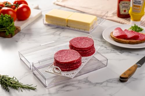 Pikanty Deli Meat Container for Refrigerator with Removable Tray - Airtight Keeper for Cold Cuts, Sliced Cheese, Ham, Turkey, Salami and Pepperoni, Hinged Lid, Dishwasher Safe, Made in USA - style: Deli Storage Container