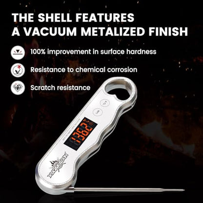 0.3s Fast Read Meat Thermometer – USB-C Rechargeable, Silvery | Digital instant read for BBQ, baking, and candy –no batteries needed - color: Silvery