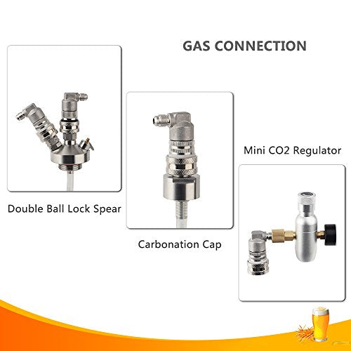 OneBom Ball Lock Disconnect, Gas & Liquid Corny Keg Fittings, MFL 1/4’’ Threaded with 5/16’’ Stainless Steel Barbed & Hose Clamp (MFL Thread) - color: MFL Thread