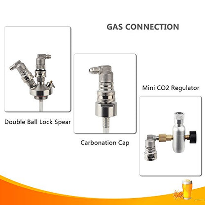 OneBom Ball Lock Disconnect, Gas & Liquid Corny Keg Fittings, MFL 1/4’’ Threaded with 5/16’’ Stainless Steel Barbed & Hose Clamp (MFL Thread) - color: MFL Thread