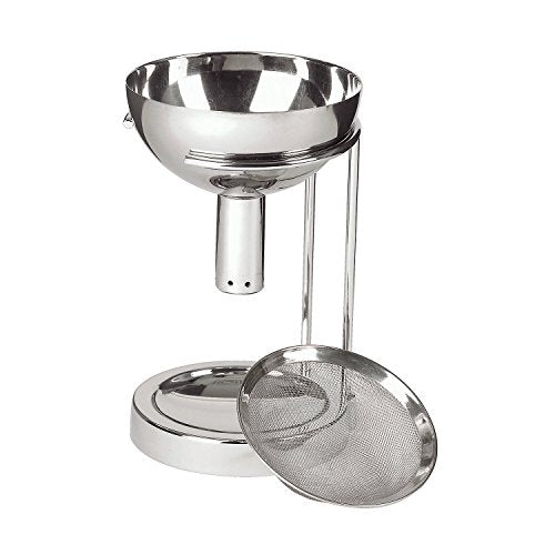 Wine Enthusiast Aerating Funnel w/Removable Screen & Stand – Premium Stainless Steel Wine Filter for Mess Free Pouring
