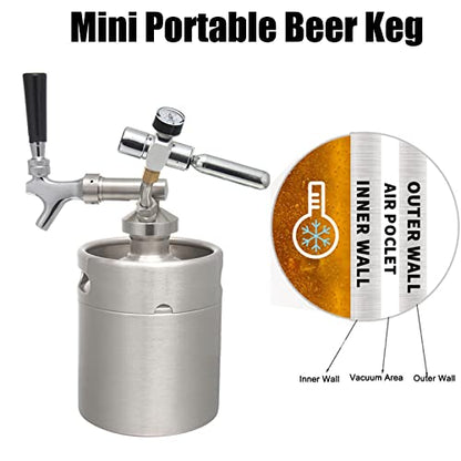 Mini Stainless Steel Beer Keg,Portable Home Dispenser System to Keep Fresh for Home Kitchen Brewing Beer,Keeps Carbonation for Craft Beer Draft and Homebrew,5L - size: 5L