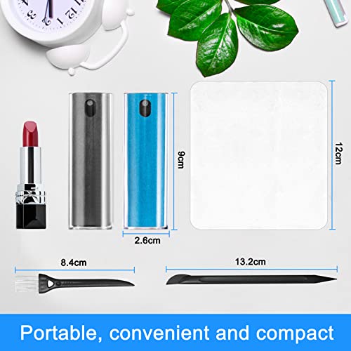 2 Pack Car Touch Screen Mist Cleaner, walrfid Laptop Screens and Phone Touchscreen Cleaning Kit for iPad, iPhone, MacBook Pro with Aipods Cleaning Pen, Small Brush and Eyeglass Cloth - Grey and Blue - color: Grey, Navy Blue