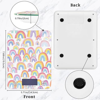 Food Scale Kitchen Scale for Baking Cooking Digital Food Weighing Measuring Scale Small Waterproof Electric Food Scale Gradient Cute Rainbows - color: Gradient Cute Rainbows
