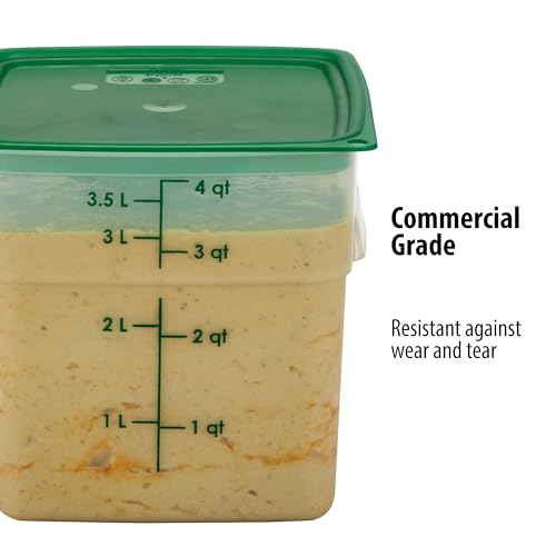 Cambro Food Storage Containers with Lids (Microwave Safe and BPA-Free) - 4 QT (Quart) Square Food Storage Container with Lid (2 Pack)