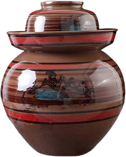 ELEFOCUS Large Ceramic Pickle Jar, Fermentation Jar, Fermenting Crock With Water Seal Airlock Lid, Fermentation Tank(5.5L) - size: 5.5L