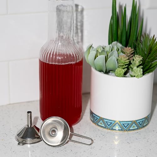 Fox Run Metal Kitchen Funnels, Set of 2 Mini 2" Wide Bottle Funnels, Stainless Steel - size: 2" Set of 2