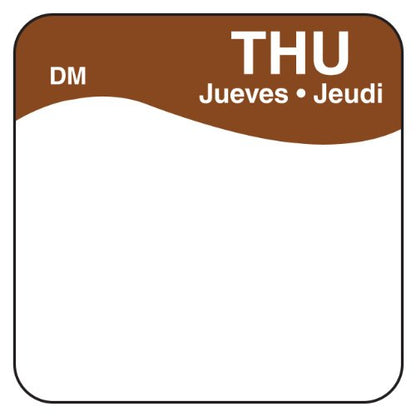 DayMark Day of The Week 1" x 1" Dissolvable Label, THU (Roll of 500)