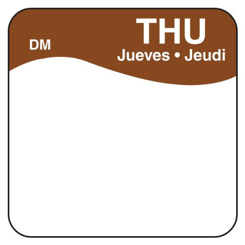 DayMark Day of The Week 1" x 1" Dissolvable Label, THU (Roll of 500)