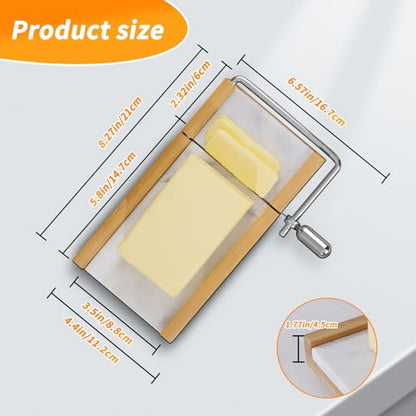 Tianman Cheese Slicer Cheese Cutter with 4 Replacement Cutting Wire,Heavy Duty 8.27"x 4.4",Marble Board Cheese Slicer for Block Cheeses, Butter,Cakes and More(White Grey) - color: White