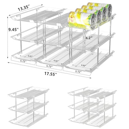 Can Organizer for Pantry Soda Can Organizer Automatic Rolling Food Pantry Storage Rack Can Dispenser for Fridge Holds 36 Cans, Fits 5.8-Inch Soda and Can, Set of 9 - size: 3 Tiers*3