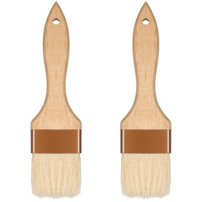 2 Pcs 2 inch Pastry Brush Bristle Basting Brushes Cooking Baking BBQ Oil Brush Food Brushes for Cooking Butter Oil Egg Marinade Grilling Durable Kitchen Marinade Butter Culinary Utensil