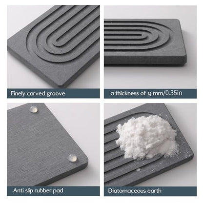 Diatomite Faucet Mat for Kitchen Sink, Quick-Dry Stone-Like Sink Mat, Flat Lay Absorbent Countertop Drying Mat for Faucet Area, Hard Diatomite Mat, Gray, 23.6 x 4 in - color: Gray